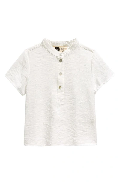 Maniere Manière Kids' Stretch Cotton Band Collar Henley In White