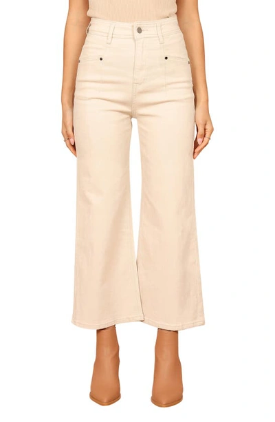 Petal And Pup Georgette High Waisted Straight Leg Pants In Beige