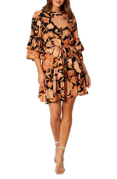 Petal And Pup Womens Peta Dress In Black Tan Floral