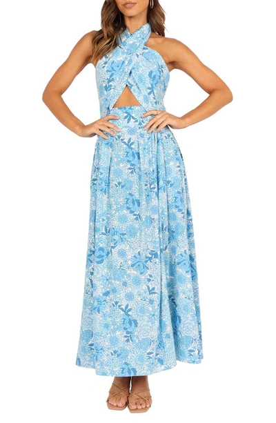 Petal And Pup Womens Clover Halterneck Maxi Dress In Blue Floral