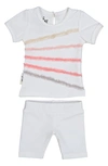 Maniere Rainbow Tulle Top & Shorts Set In White