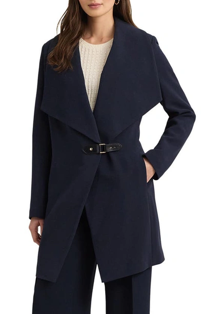 Ralph Lauren Buckle-trim Wrap Coat In Black