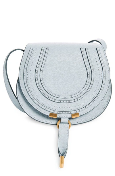 Chloé Black Leather Saddle Crossbody Bag For Women In Storm Blue