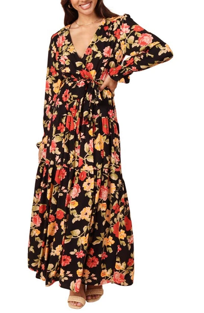 Petal And Pup Petal & Pup Long Sleeve Maxi Dress In Black Floral