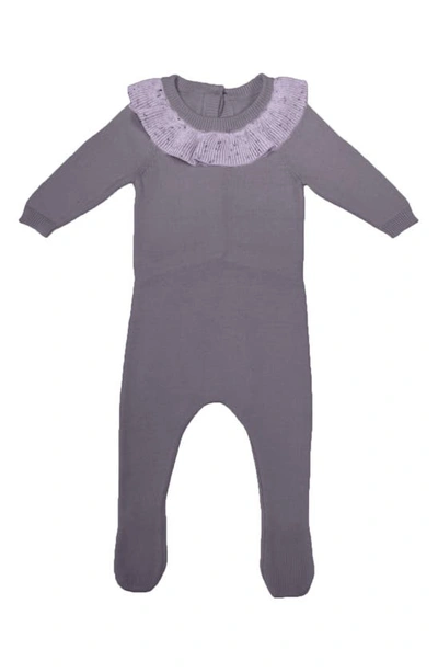 Maniere Girls' Flecked Collar Footie - Baby In Lavender
