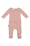 Maniere Pine Cone Print Cotton Blend Footie In Mauve