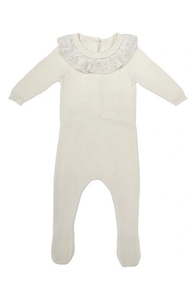 Maniere Girls' Flecked Collar Footie - Baby In Ivory