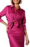 Petal And Pup Narissa Satin Button-up Shirt In Magenta