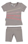 Maniere Rainbow Tulle Top & Shorts Set In Grey