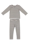 Maniere Stripe Stretch Cotton T-shirt & Pants Set In Black