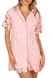 Petal And Pup Womens Tallie Button Up Mini Dress In Pink