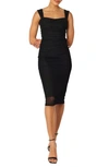 Petal And Pup Naomi Ruched Mesh Midi Dress In Black