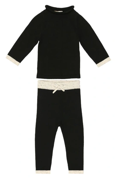 Maniere Maneire Unisex Half Flecked Sweater & Sweatpants Set - Baby, Little Kid In Black/white