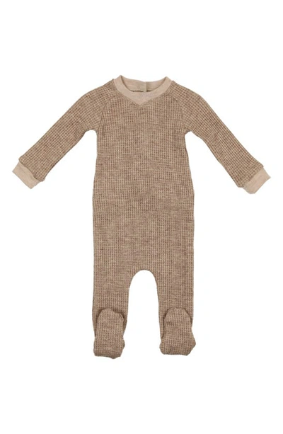 Maniere Boys' Soft Waffled Footie - Baby In Taupe