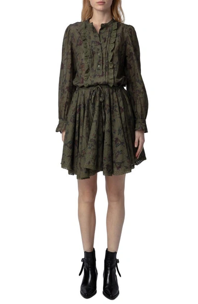 Zadig & Voltaire Ranil Floral-print Mini Dress In 绿色