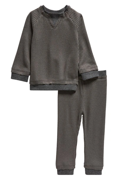 Maniere Kids' Boys' 2-pc. Waffle Knit Top & Trouser Set - Baby In Grey