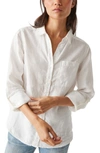 Michael Stars Spencer Linen Button Down Top In White