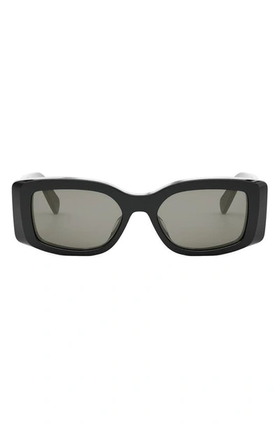 Celine Triomphe Acetate Rectangle Sunglasses In Black/gray Solid