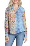 APNY PATCHWORK CHIFFON BUTTON-UP SHIRT