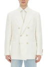 Brunello Cucinelli Linen Single-breasted Blazer Jacket In White