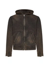 Aries Acid Washed Oversized Hooded Denim Jacket In Orange