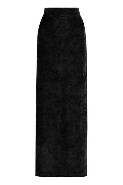 Balenciaga Black Velvet Long Skirt