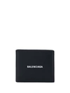 Balenciaga Black Wallet With Contrasting Logo Print In Leather Man In Black