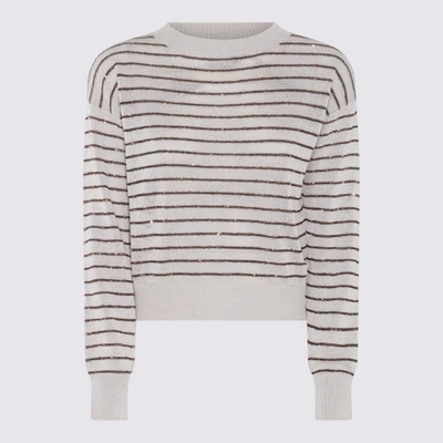 Brunello Cucinelli Cotton Pullover In Ecru,brown