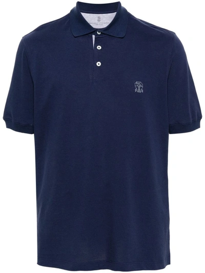 Brunello Cucinelli T-shirts And Polos In Blu Prussia