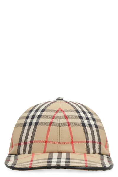 Burberry Vintage Check Motif Baseball Cap In Beige