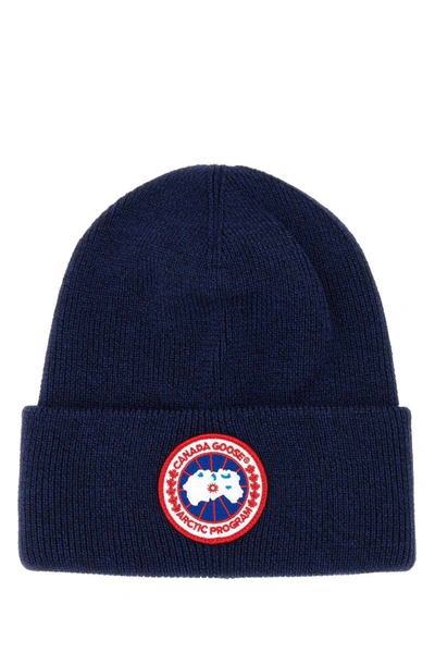 Canada Goose Ribbed Wool Beanie In Blue