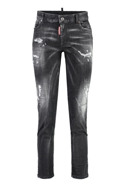 DSQUARED2 DSQUARED2 TWIGGY STRETCH COTTON CROPPED JEANS