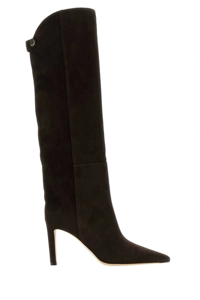 Jimmy Choo Woman Chocolate Suede Alizze Boots In Brown