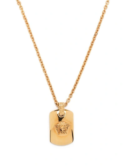 Versace Mens  Gold Medusa-embellished Gold-tone Pendant Necklace