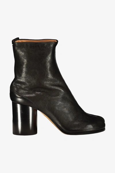 Maison Margiela Tabi Boots In Vintage Finish Leather Shoes In Black