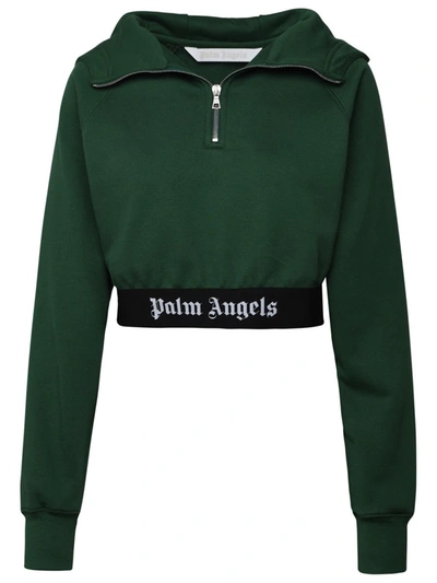 PALM ANGELS PALM ANGELS GREEN COTTON HOODIE