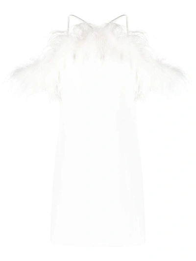 P.a.r.o.s.h Fur Upper Short Dress In Cream
