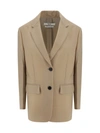 Prada Rope-coloured Single-breasted Jacket In Wool And Mohair In Neutral