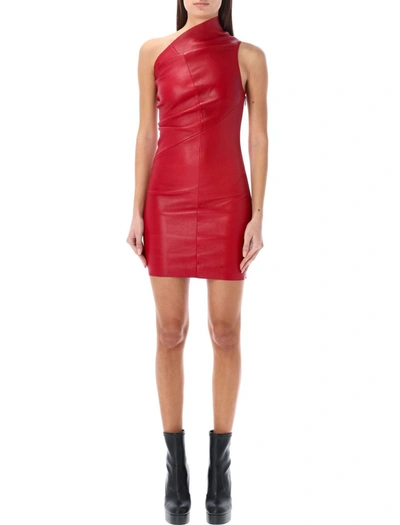Rick Owens Athena One Shoulder Mini Dress In Red