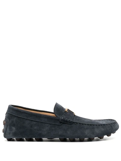 Tod's Gommino Bubble T Timeless Nubuck Driving Shoes In Blue