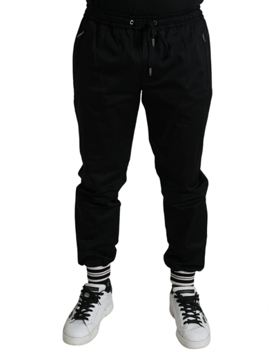 Dolce & Gabbana Black Cotton Blend Skinny Jogger Pants