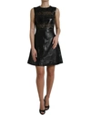 Valentino Shiny Black Nylon Cut Out A-line Mini Dress In Black