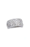 SAVVY CIE JEWELS SAVVY CIE JEWELS STERLING SILVER PAVÉ CUBIC ZIRCONIA LINK BAND RING