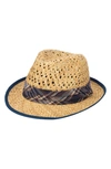 San Diego Hat Open Weave Crown Rush Straw Fedora In Natural