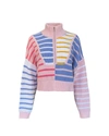 Staud Hamptom Stripe Half Zip Sweater In Multi