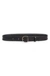 Chloé Mony Whipstitched Leather Belt In Black 001