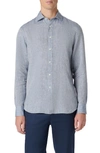 Bugatchi Axel Linen Button-up Shirt In Navy