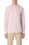 Bugatchi Axel Linen Button-up Shirt In Pink