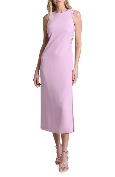 Avec Les Filles Beaded Cutout Midi Dress In Lilac