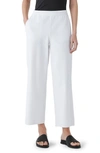Shop Eileen Fisher Ankle Organic Cotton Blend Ponte Wide Leg Pants In White